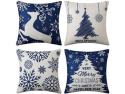 Juego De 4 Fundas De Almohada Navideñas Con Motivos De Copos De Nieve