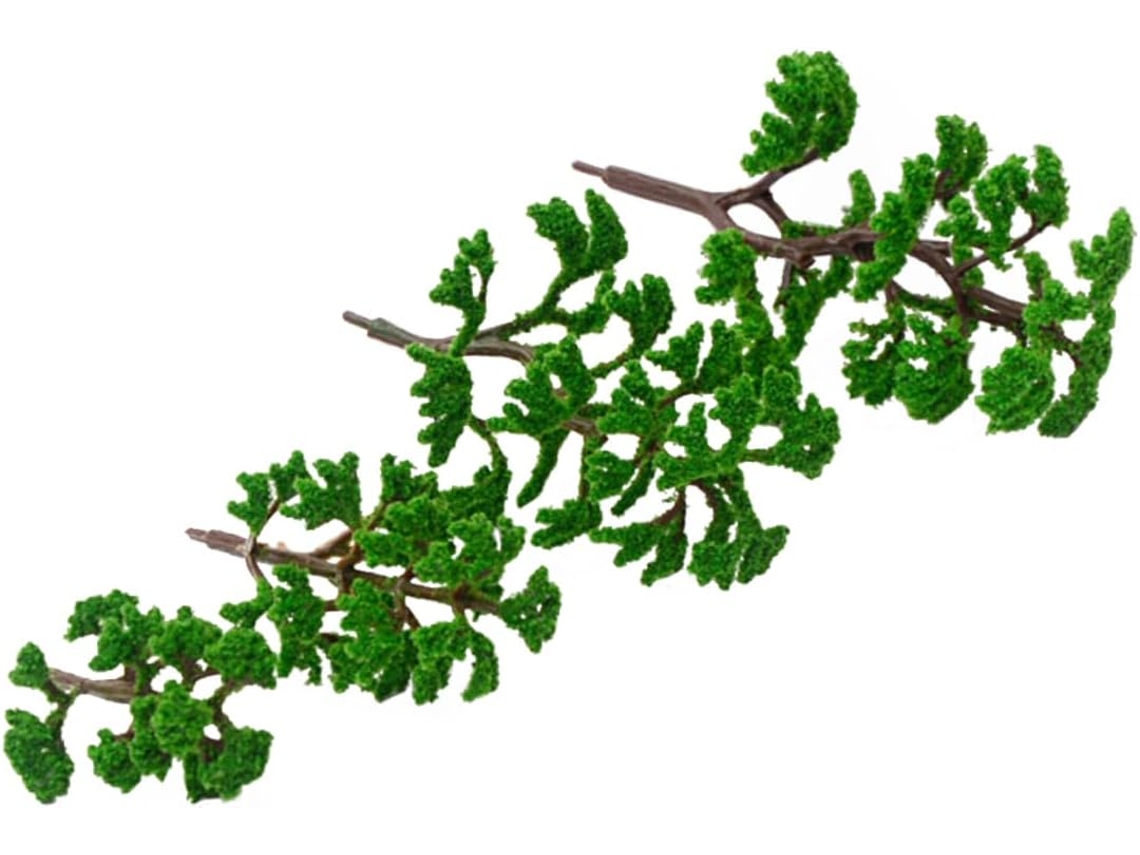 Lote de 12 árboles miniatura de plástico verde, kit de maquetas en miniatura