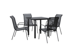 Juego de comedor para jardín 5 piezas acero y textilene negro VIDAXL