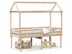 Cama Alta Con Techo 75x190 Cm Pino Macizo Dkd Home Decor