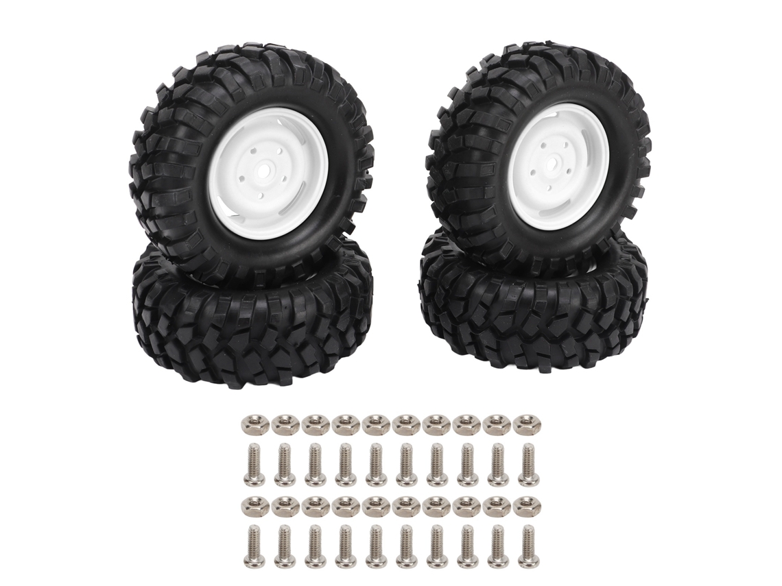 Ymsl 4 Piezas Neumáticos De Caucho Para Coche Rc, Neumáticos De Repuesto Para Vehículo De Escalada Off Road, Diámetro 96mm Blanco Hxl