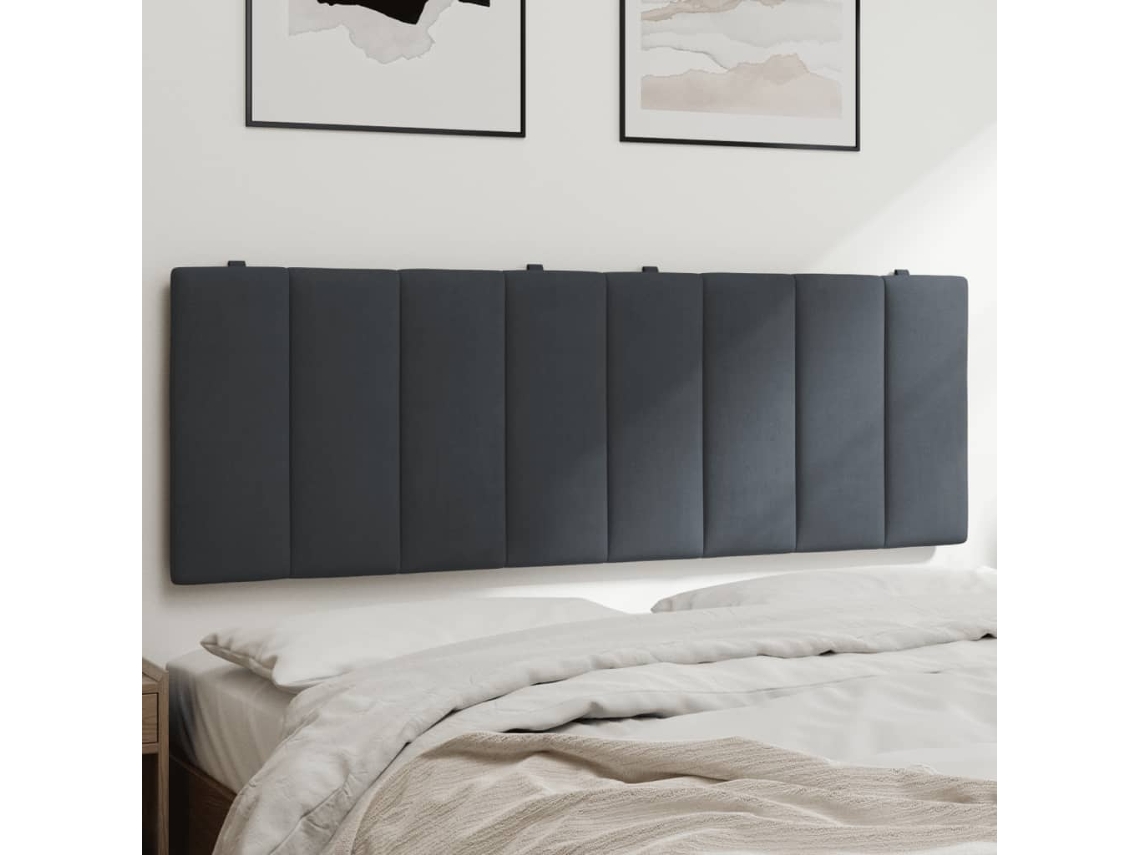Cabecero De Cama Acolchado Terciopelo Gris Oscuro 120 Cm