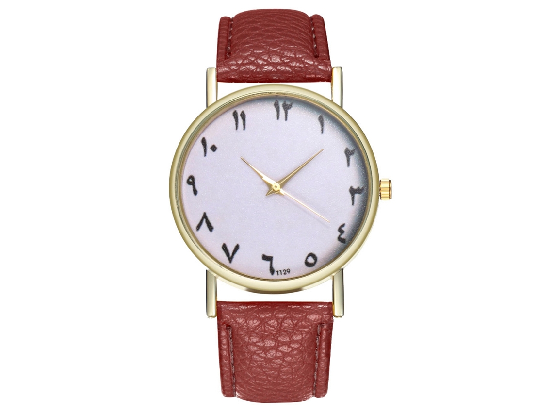 Reloj De Pulsera De Cuarzo Analógico Con Correa De Pu Simple Dial Redondo Zhoulianfa (café)