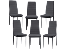 Conjunto de Cadeiras de Jantar [EN.CASA] (6 Un - Cinzento Escuro - 96x43x52 cm - Couro SintÃÂÃÂÃÂÃÂ©tico)