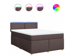 Maison Exclusive - Cama Box Spring Con Colchón Tela Marrón Oscuro 140x200 Cm