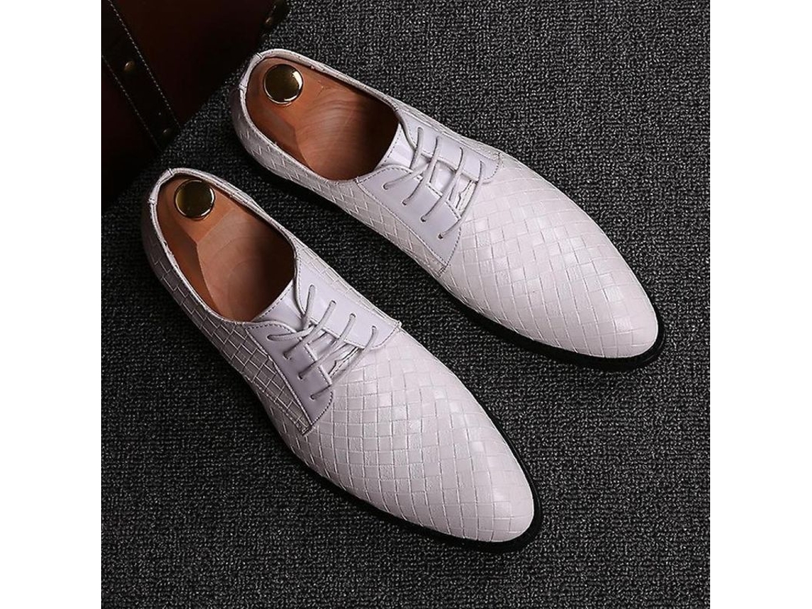 2026-zapatos De Cuero Formales Hombre Oxfords Rojos Geométricos Para Negocios Fiesta Boda Casual Ybqjoo 45 Blanco