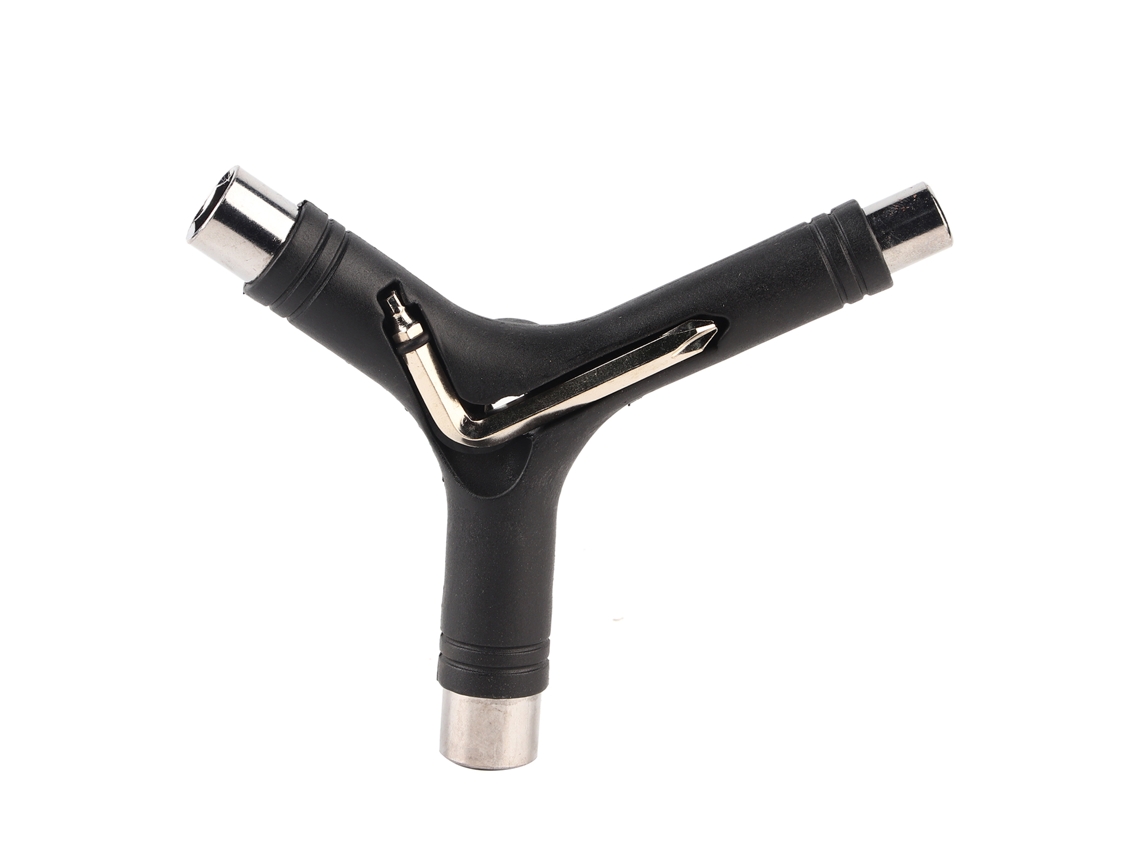 Llave En Y Multifuncional De Acero Aleado Para Skateboarding Profesional Con Cinco Funciones, Color Negro.