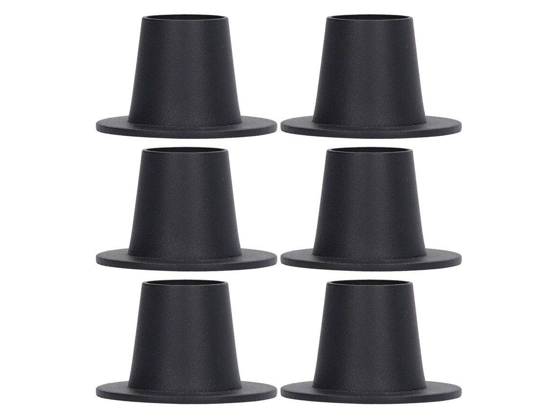 6 Portavelas Estables De Hierro Negro Mate Para Centros De Mesa De Cumpleaños