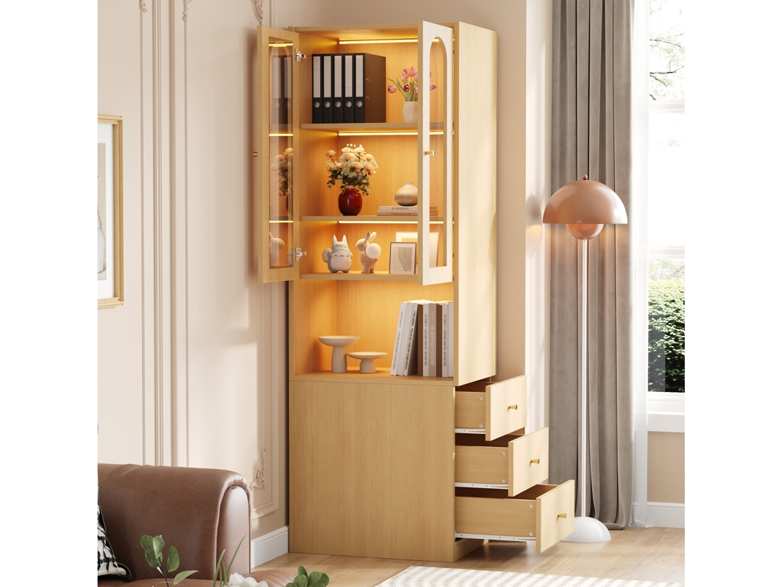 Vitrina Estrecha Con Cristal Templado E Iluminación Led, Fabricada En Madera.
