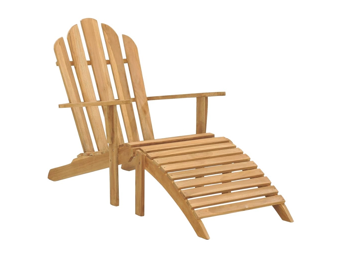vidaXL Silla Adirondack con reposapiés de madera maciza de teca