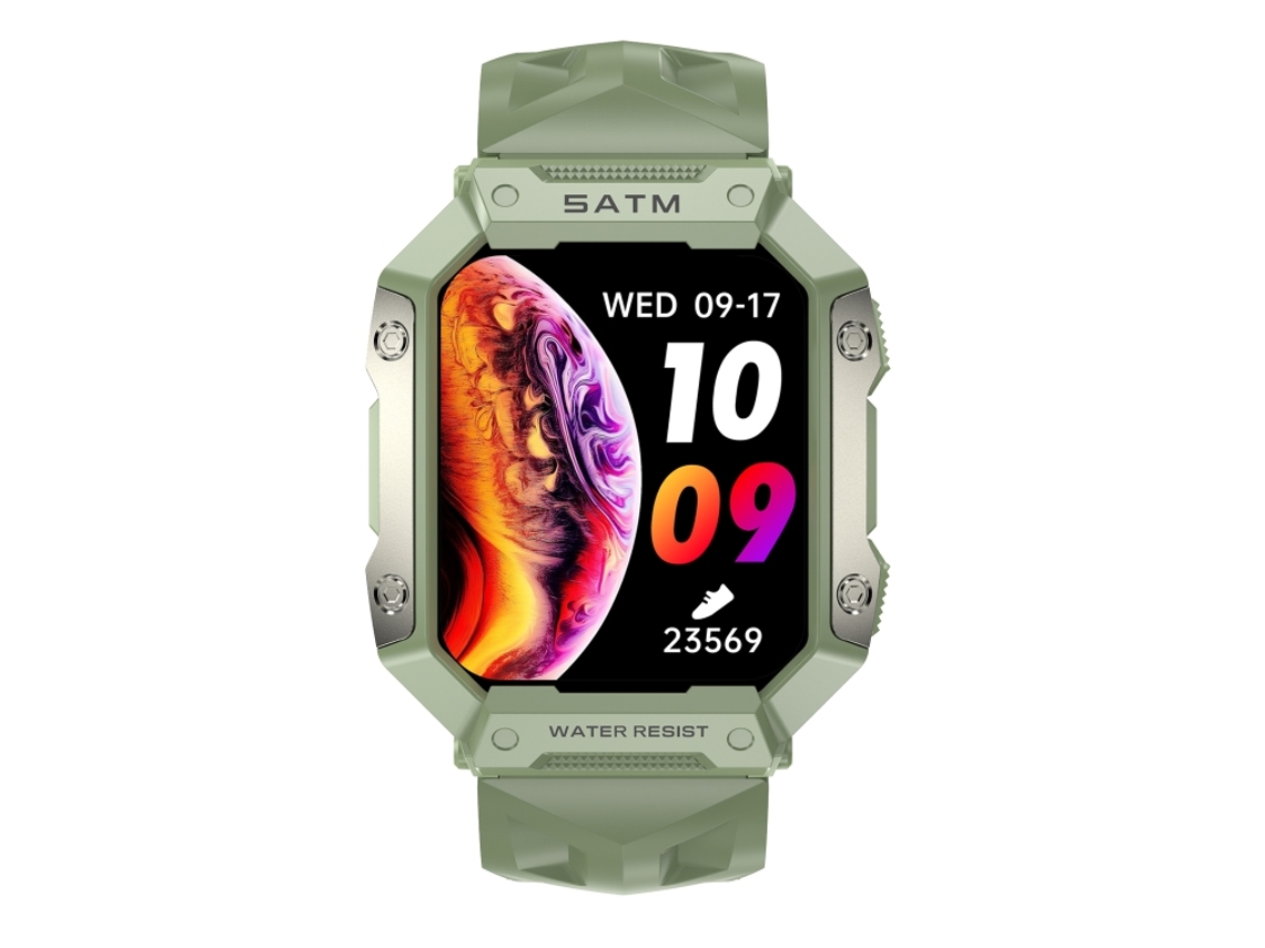 Reloj inteligente impermeable de 1,91 pulgadas con monitorización de frecuencia cardíaca y presión arterial (verde)