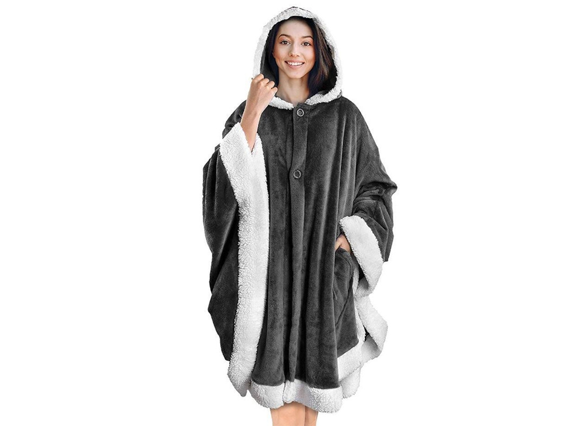 Manta Eifson Poncho Capa Con Capucha Para Usar (gris Oscuro)