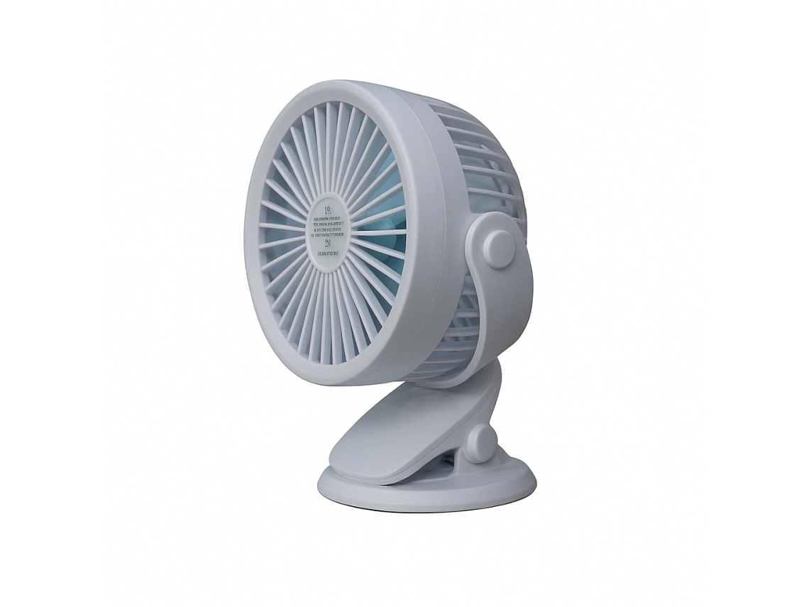 Ventoinha Com Mola Para Secretária, 3 Velocidades, Bateria Recarregável, Regulável, Cabo Incluído New Science Nf5 Branco