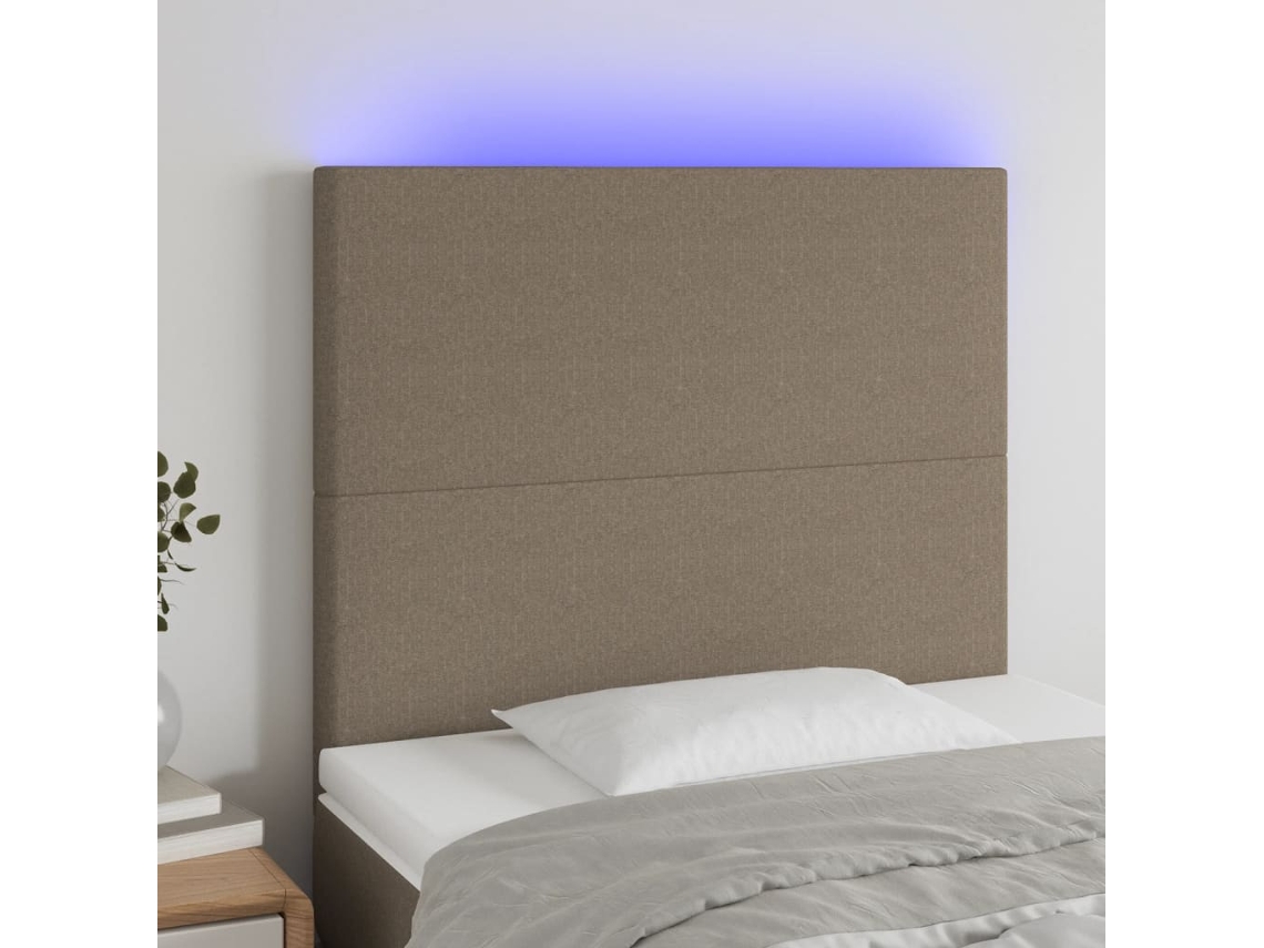 Cabecero Con Luces Led Tela Gris Taupe 100x5x118/128 Cm