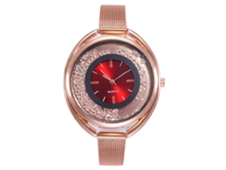Reloj De Pulsera Para Mujer Vansvar De Aleación Metálica Con Esfera Redonda Granulada (rojo)