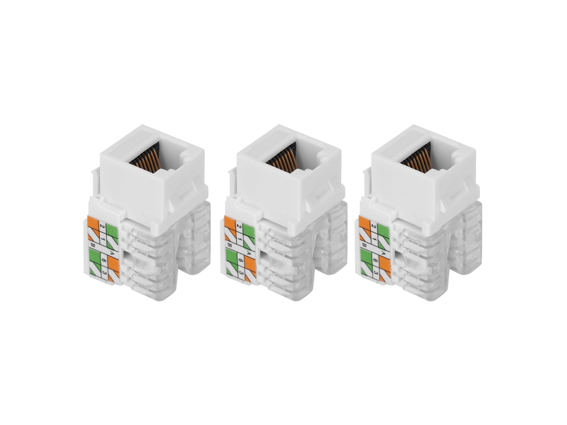 3 Peças Módulo Rj45 Ethernet Cat.6 Não Blindado 180 Graus Componente Eletrônico Informático