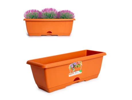 Jardinera Rectangular 50 cm con Plato Integrado. Terracota PLASTIC FORTE