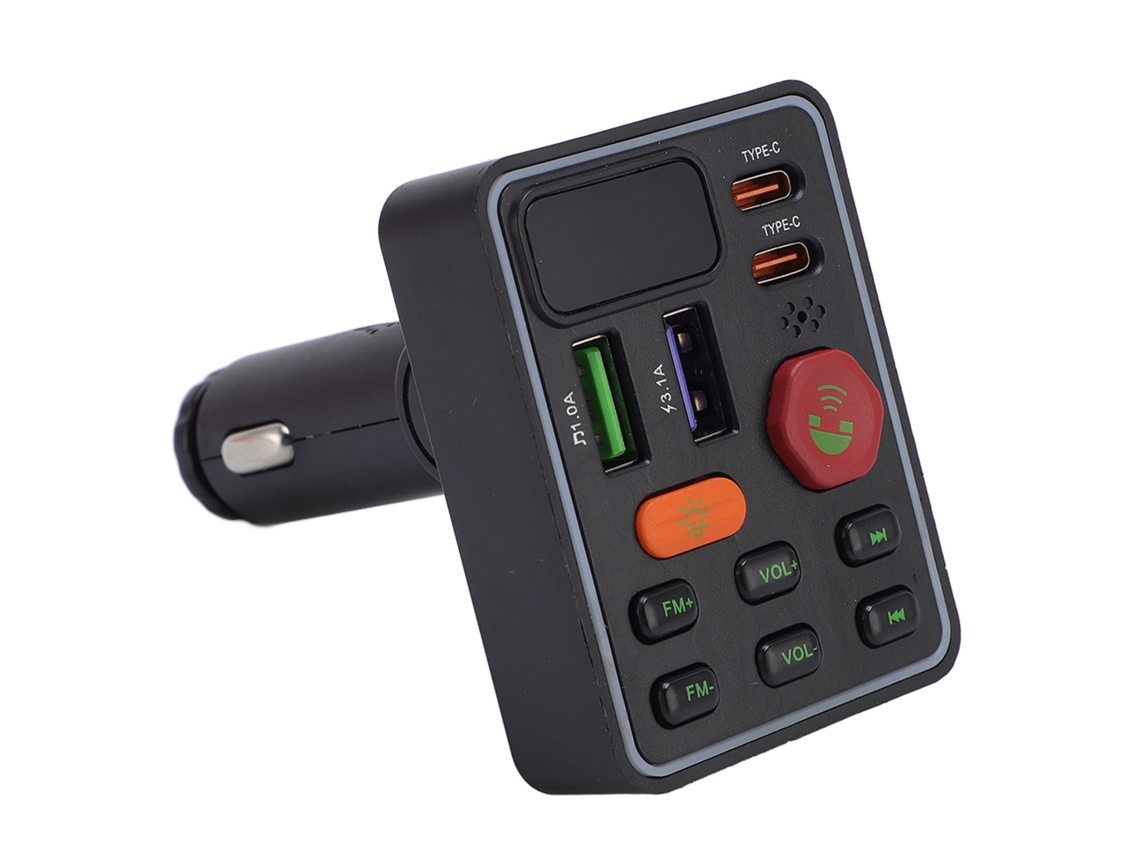 Adaptador Bluetooth Para Coche Con Cargador Usb-c, Pantalla Digital Y Transmisor De Música Fm.