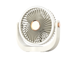 Ventoinha De Mesa Recarregável Usb Silencioso Com Luz Noturna E 5 Velocidades, Branco Gertiz