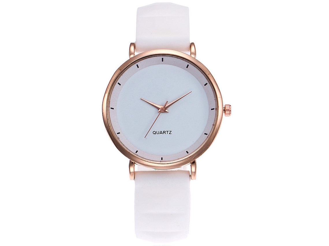 Reloj De Pulsera Redondo De Aleación Con Movimiento De Cuarzo, Estilo Casual, Para Parejas, Color Blanco.