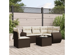 Conjunto de sofá de jardín de 6 piezas con cojines de mimbre sintético marrón de DKD Home Decor