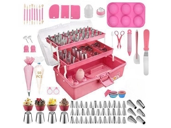 236 piezas de accesorios para hornear con caja de almacenamiento, para decorar pasteles rosados, chrui