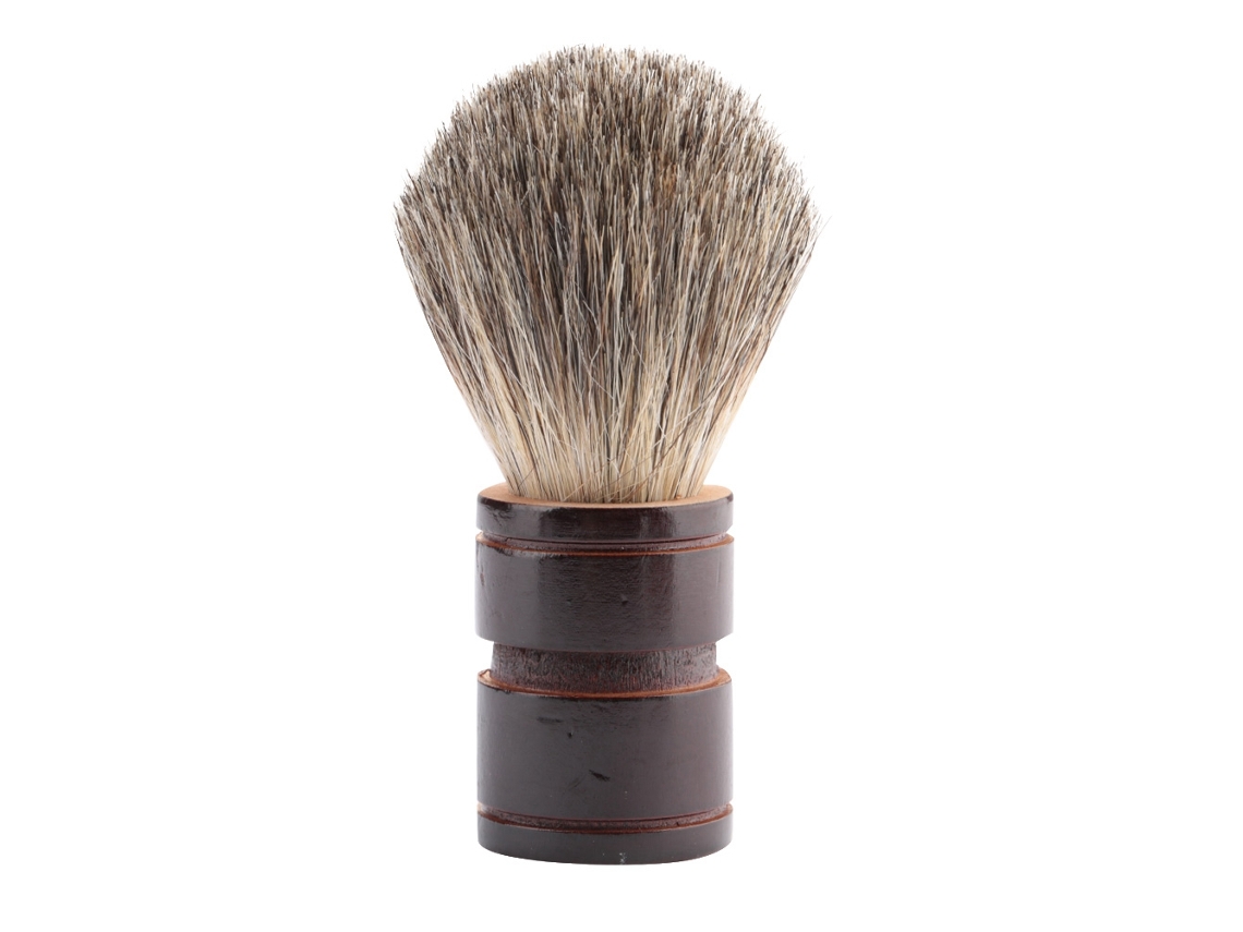 Pincel De Barbear Para Homem Com Cabelo Sintético Macio E Cabo De Madeira Marrom Claro - Ferramenta Para Barbeiro E Salão