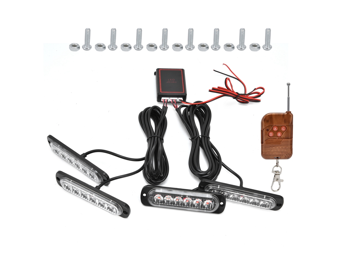 2026-luz De Emergencia Led 4x6 Para Coche Con Strobe Rojo Azul Y Control Remoto 12v