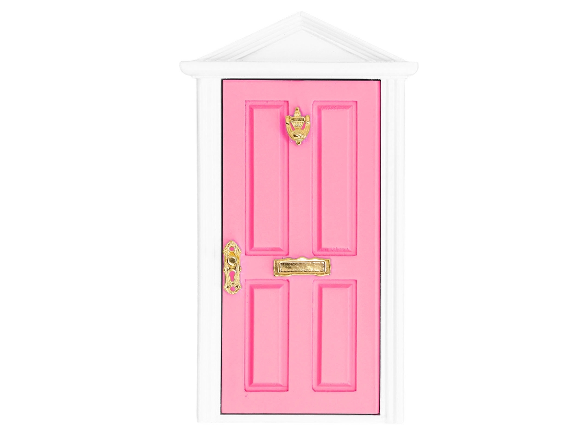 Dan26-puerta De Madera Miniatura Color Rosa Claro Con Detalles Vividos Para Casa De Muñecas 1:12, Regalo De Hada