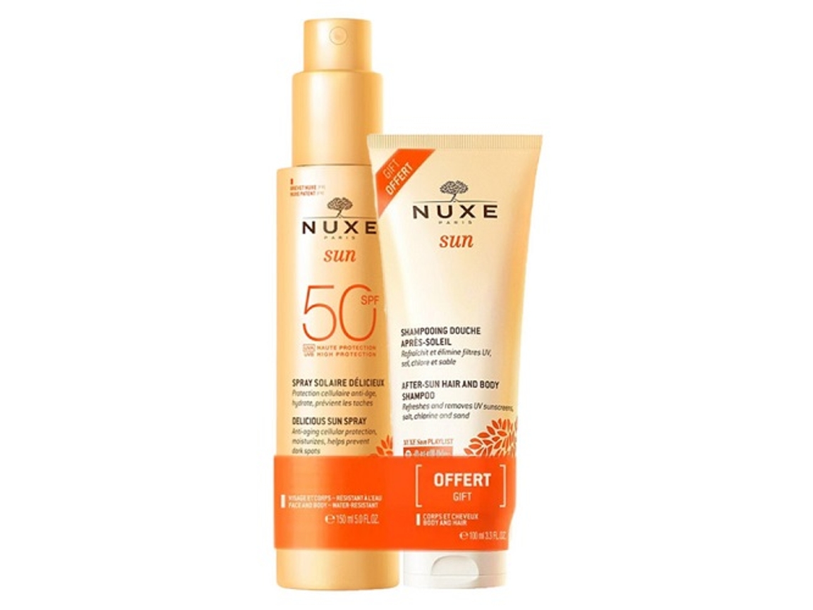 Sun Spray Solaire Délicieux Spf50 150 Ml Champú para Después de La Ducha 100 Ml Gratis NUXE