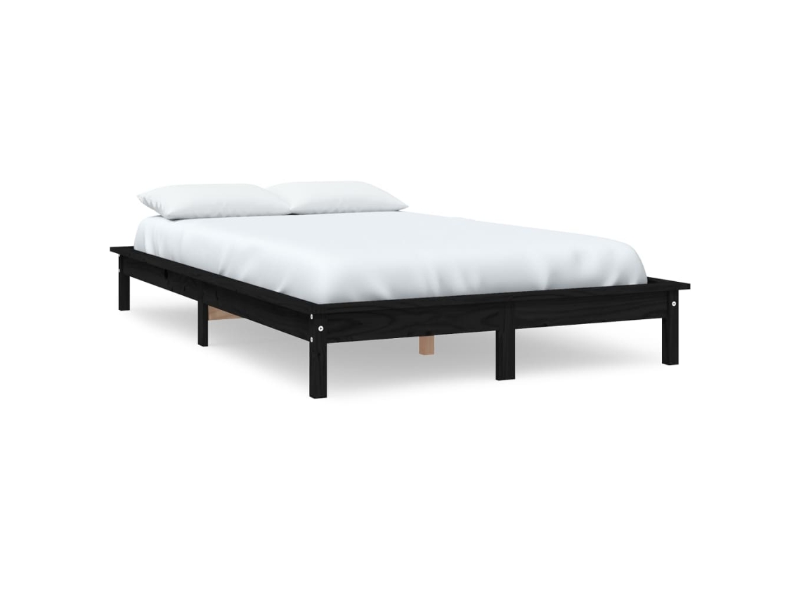 Maison Exclusive - Estructura De Cama De Madera Maciza Pino Negra 150x200 Cm