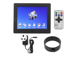Quadro Digital De Fotos 8 Polegadas 800x600 Lcd Com Relógio Calendário Controle Remoto 100‑240v Plugue Uk Preto