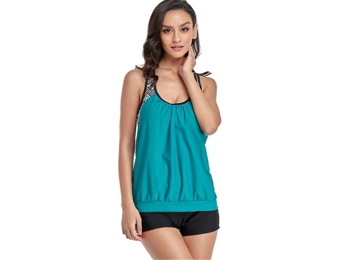 2026-top Tankini Push Up Con Tirantes Y Shorts Estampado Rayado Para Mujer Blouson