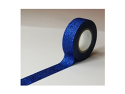 GLOBAL GIFT Cinta adhesiva - Azul noche - Purpurina - Reposicionable - 15 mm x 10 m