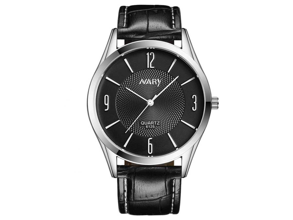 Reloj De Pareja Impermeable Con Correa De Cuero Pu Dial Doble Círculo (mujer Negro)