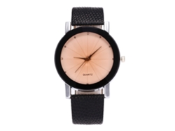 Reloj De Pulsera De Cuarzo Para Parejas Con Correa De Piel Sintética, Estilo Sencillo Y Esfera Redonda, En Blanco Y Negro.