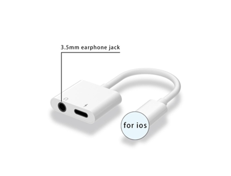 Adaptador Usb 2 en 1 OTG para Iphone Xs Max Xr X 7 8 Plus, puerto de carga a divisor de Cable de 3,5mm, agujero redondo + tipo plano único