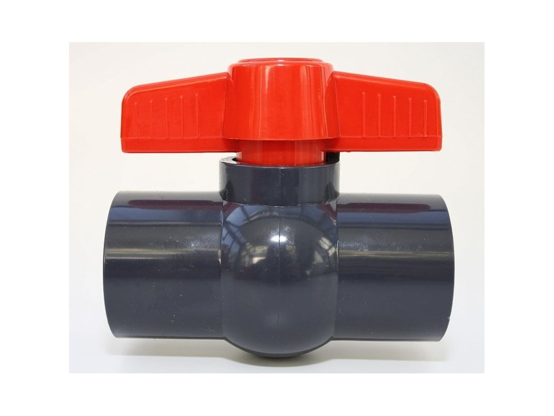 Válvula de bola de 32 mm con 2 manguitos adhesivos de PVC, U 10 Bar