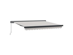 Toldo retráctil Vidaxl gris claro y blanco de 300 x 250 cm, de tela y metal.