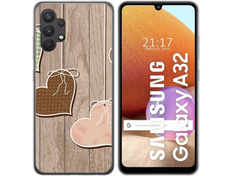 Carcasa Samsung Galaxy A32 4G TUMUNDOSMARTPHONE Corazones Madera Multicolor