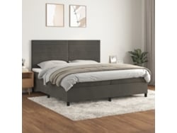 Cama Box Spring Con Colchón Terciopelo Gris Oscuro 200x200 Cm
