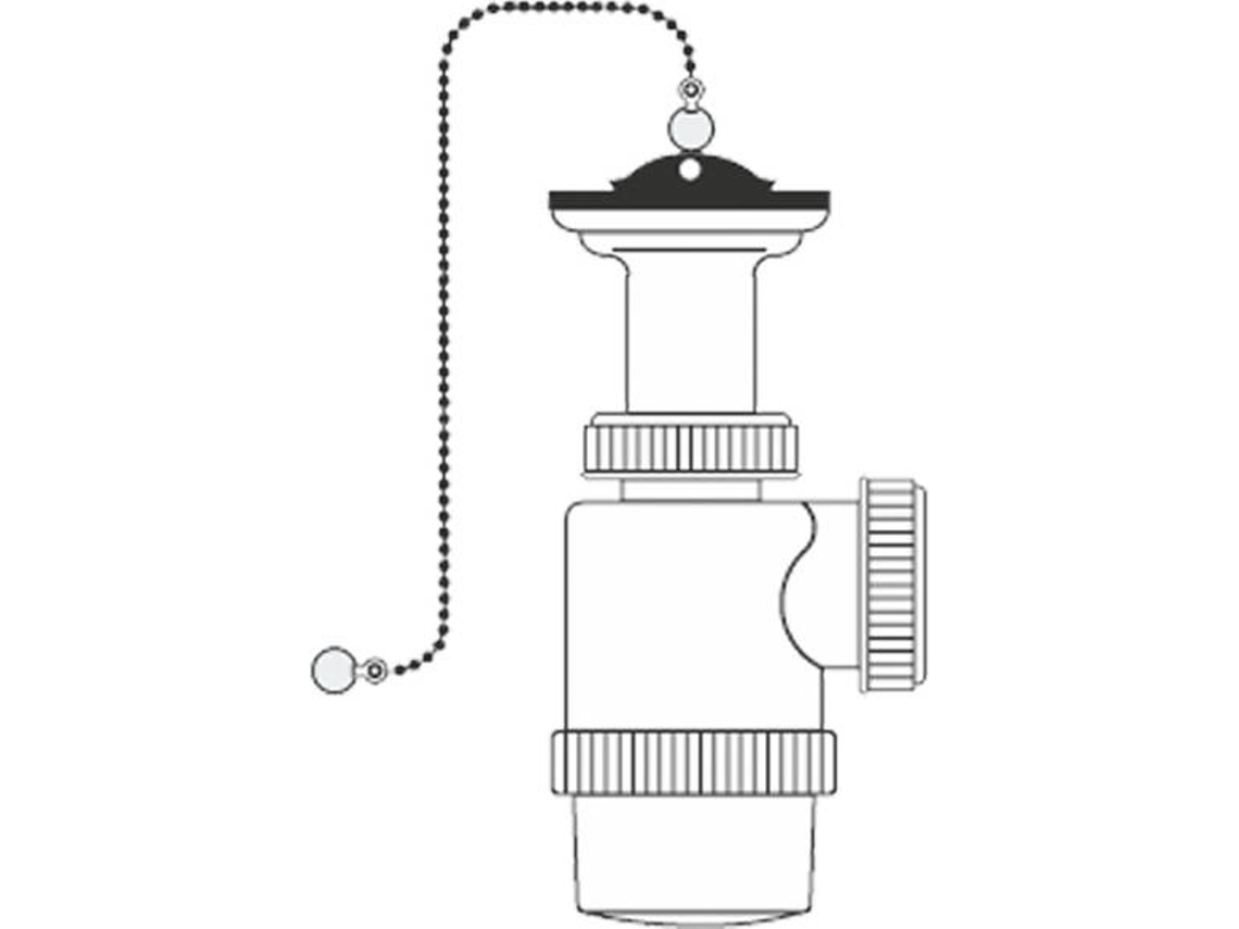 Sifón MIRTAK Botella Extension Sifon V70 1 "1/2" Con Cadena Y Tapa
