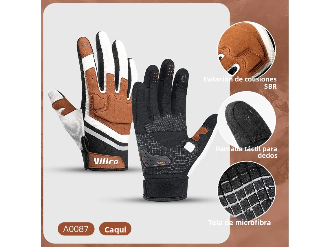 (marrón M) Guantes De Ciclismo Profesionales, Resistentes A La Abrasión, Microfibra, Antideslizantes.