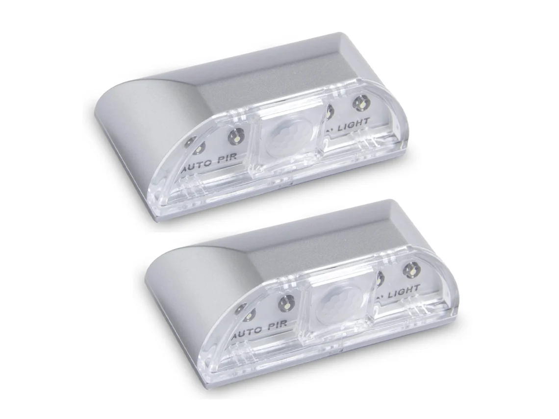 Paquete de 2 luces de ojo de cerradura, luz nocturna con sensor de movimiento automático PIR infrarrojo, luz de cerradura de puerta, funciona con BISBISOUS