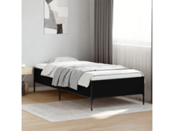 Estructura De Cama Madera De Ingeniería Y Metal Negro 90x200 Cm