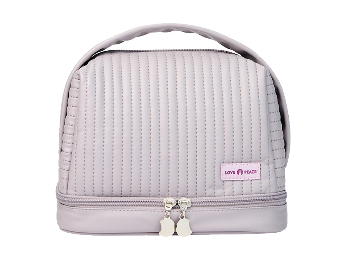 Bolsa de maquillaje de doble capa, impermeable, cuero PU, gran capacidad NEVEANCE