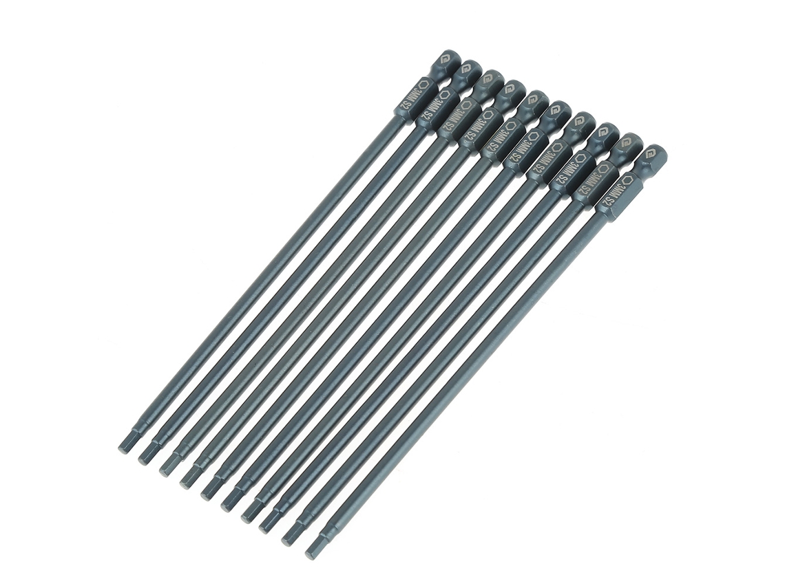Juego De 10 Puntas De Destornillador Hexagonales, 1/4 De Pulgada, 150 Mm, Acero S2 H6.3*150mm*h3