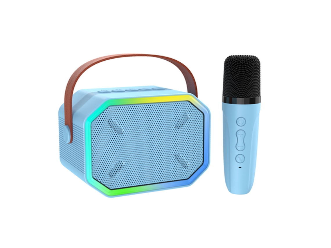 Altavoz Bluetooth Colorido - Sistema De Audio Inalámbrico Para El Hogar - Micrófono De Karaoke - Azul - Micrófono Individual
