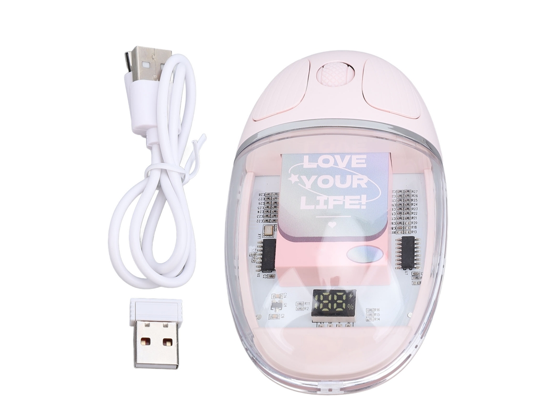 Ratón Inalámbrico Bluetooth 2.4g, Transparente, Ergonómico, Silencioso, Para Oficina, Ordenador, Portátil, Rosa.
