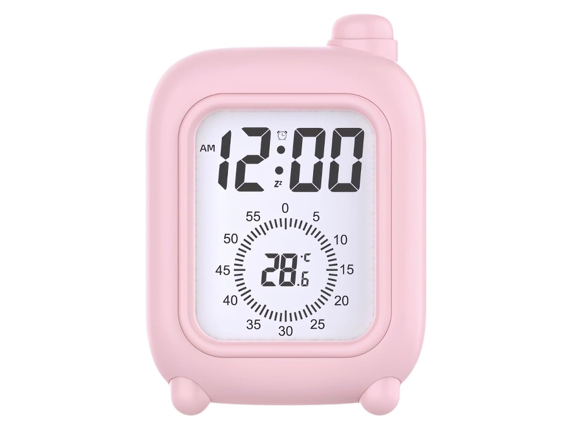 Reloj Temporizador Visual, Despertador Digital Con Pantalla De Temperatura, Cuenta Atrás Y Visualización De Fecha (rosa)